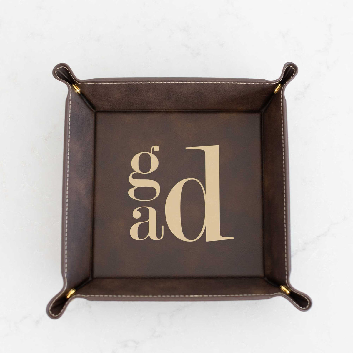 Monogrammed Vegan Leather Valet Tray