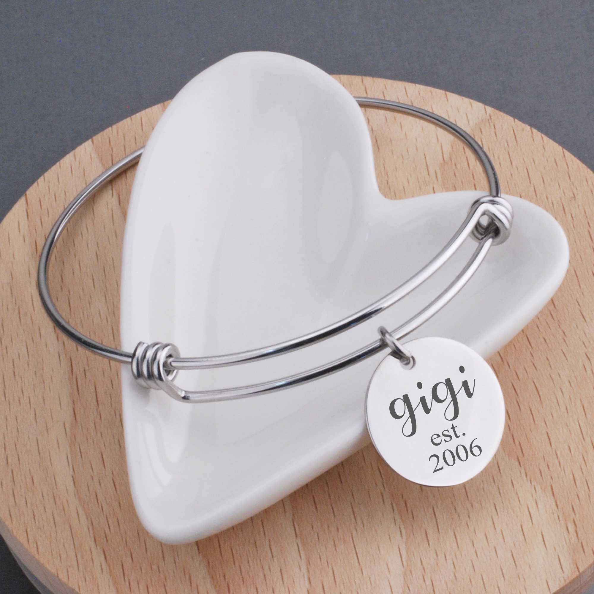 Est. Year - Adjustable Bangle Bracelet for Mom – Bracelet – Love, Georgie