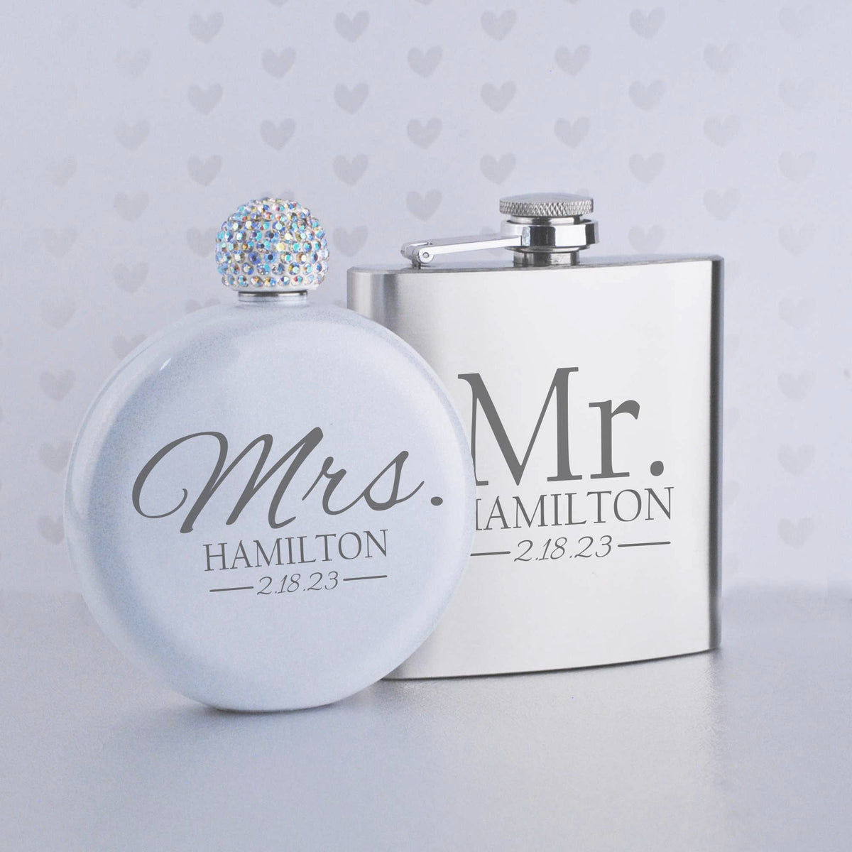 Mr. &amp; Mrs. Wedding Flask Set
