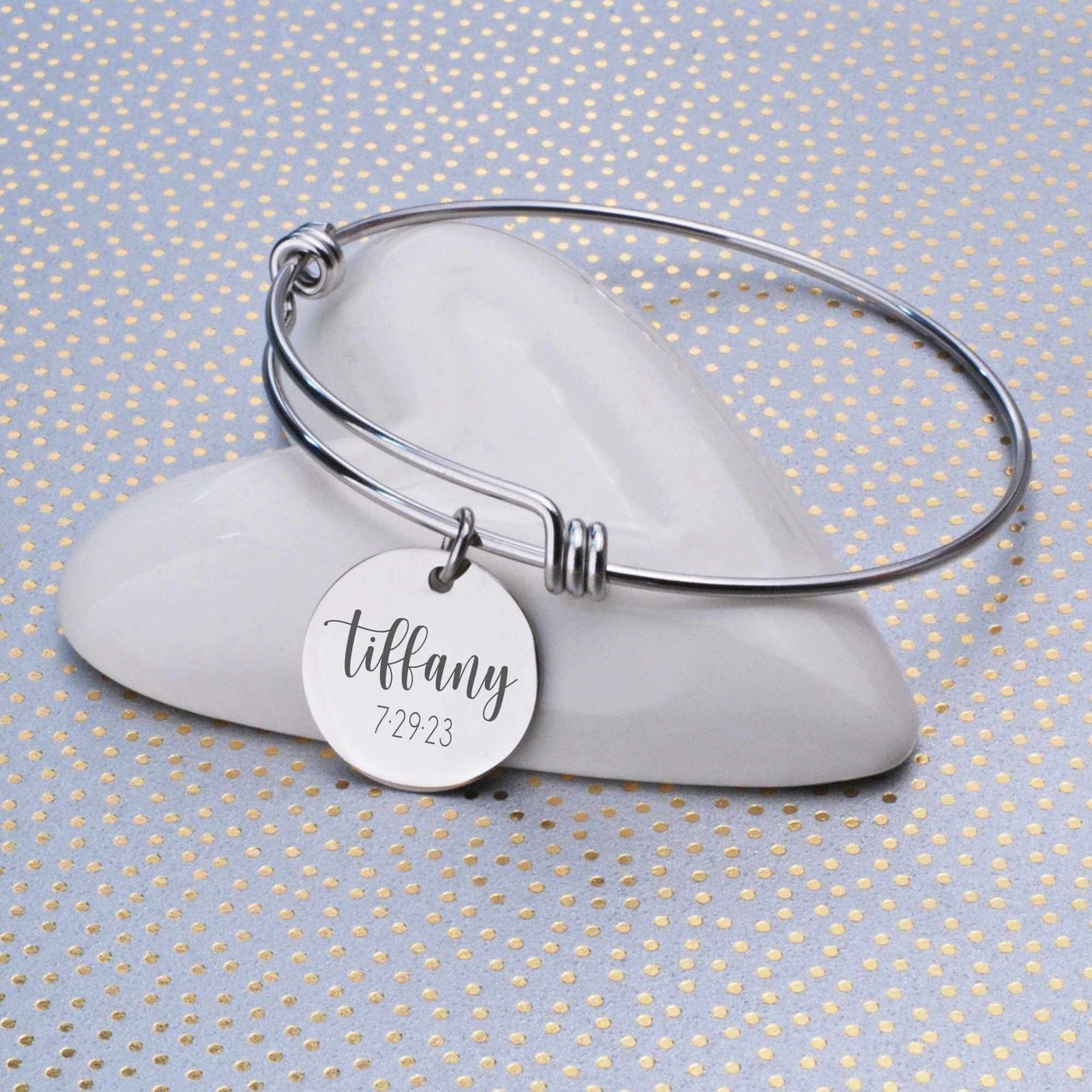 Bridesmaid's Name - Adjustable Bangle Bracelet