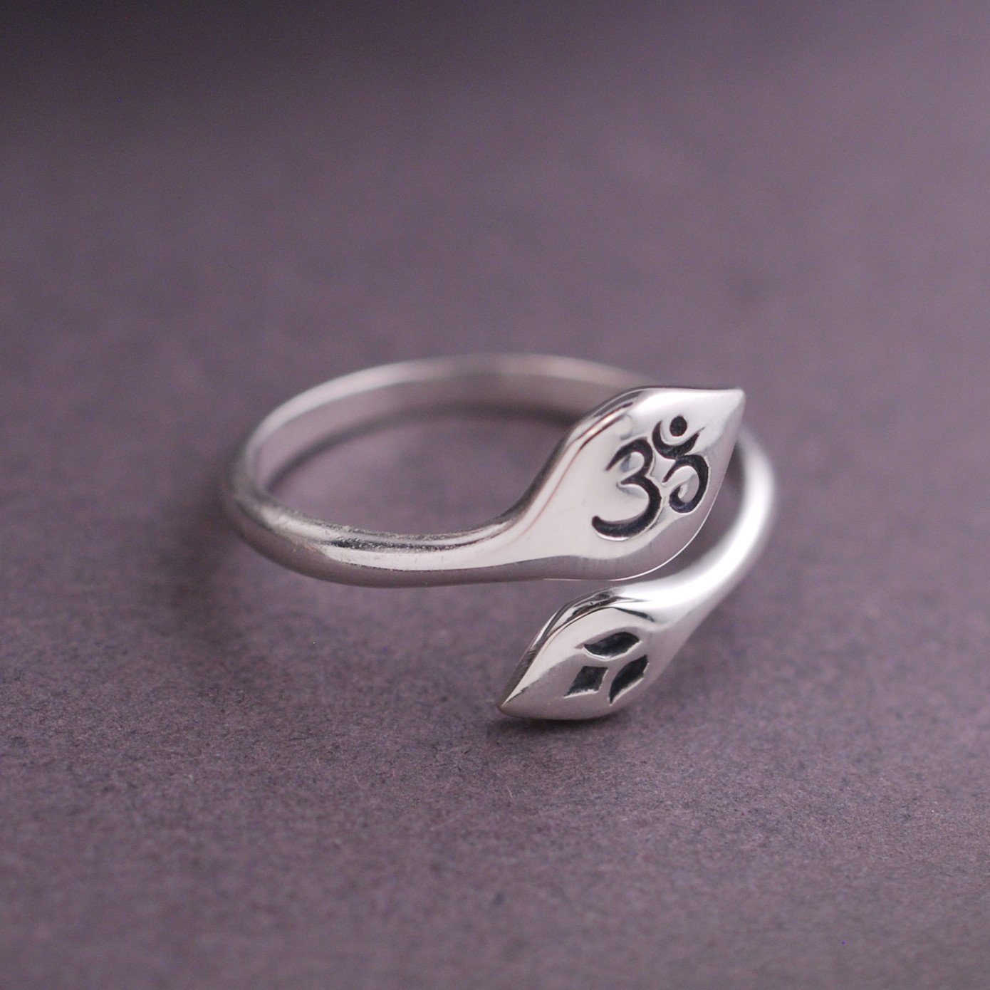 Om and Lotus Adjustable Ring – Ring – georgie designs personalized jewelry