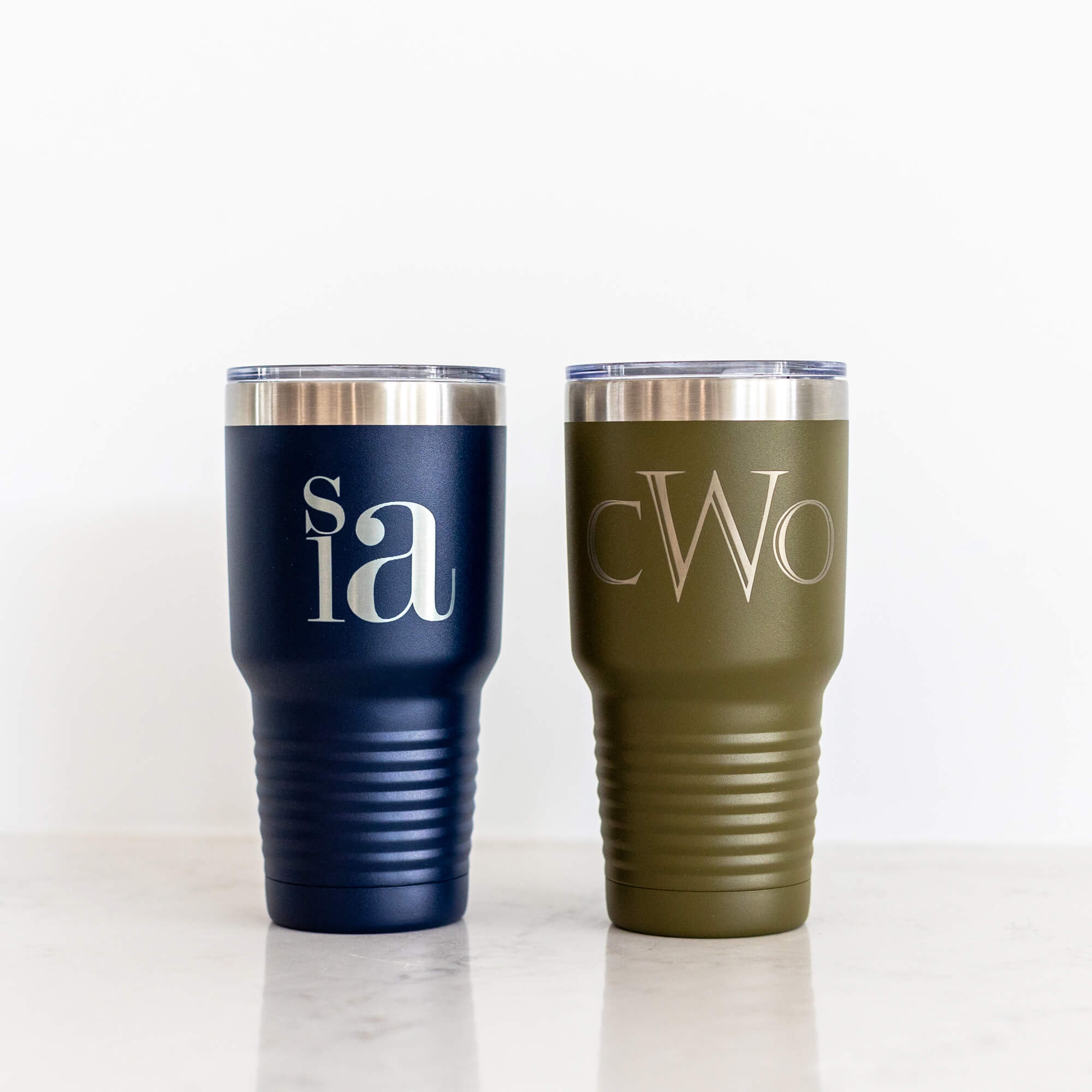 Laser Engraved Monogram 30 Oz Tumbler – Personalized, Choose Cup Color & Font, Stainless Steel, Avito