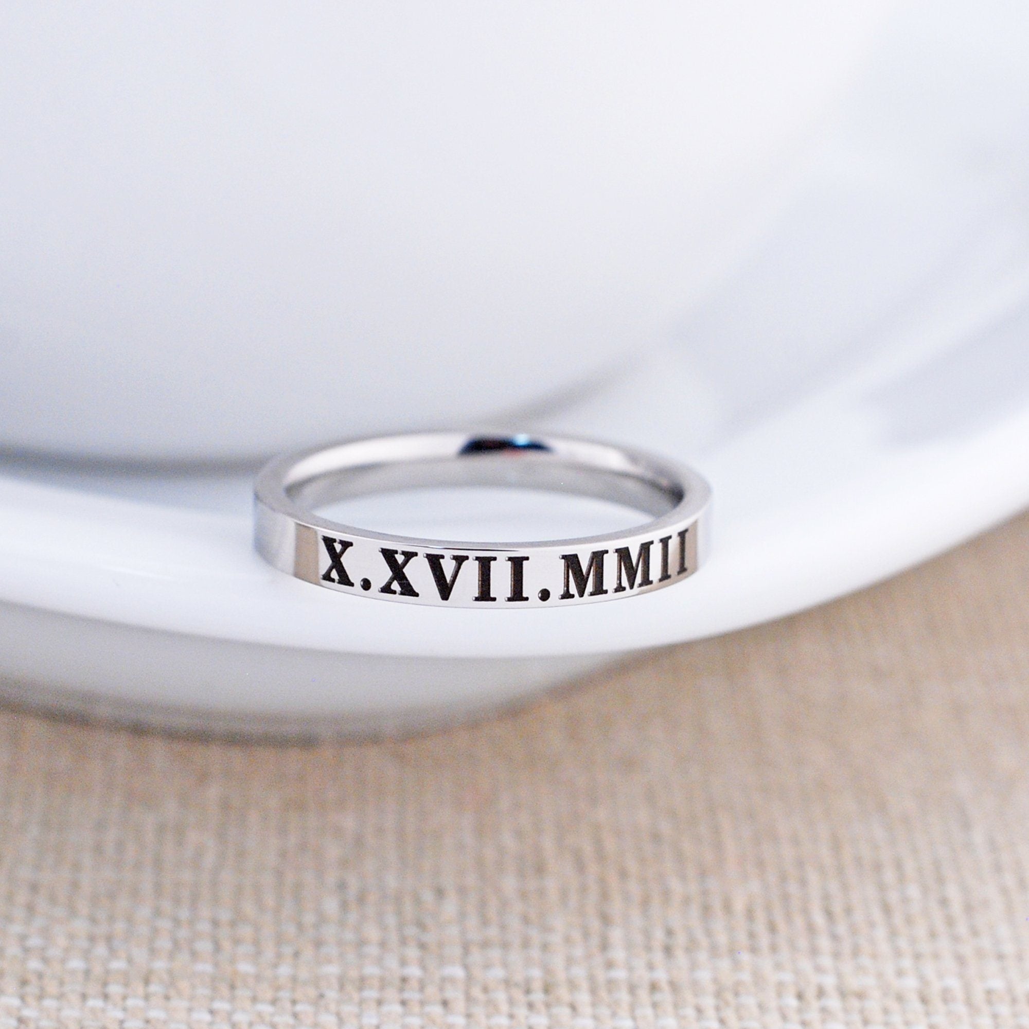 Buy Roman Numeral Ring by Caitlyn Minimalist Personalized Name Ring Minimal  Anniversary Ring Custom Handmade Jewelry Gift for Him RM03 Online in India  - Etsy