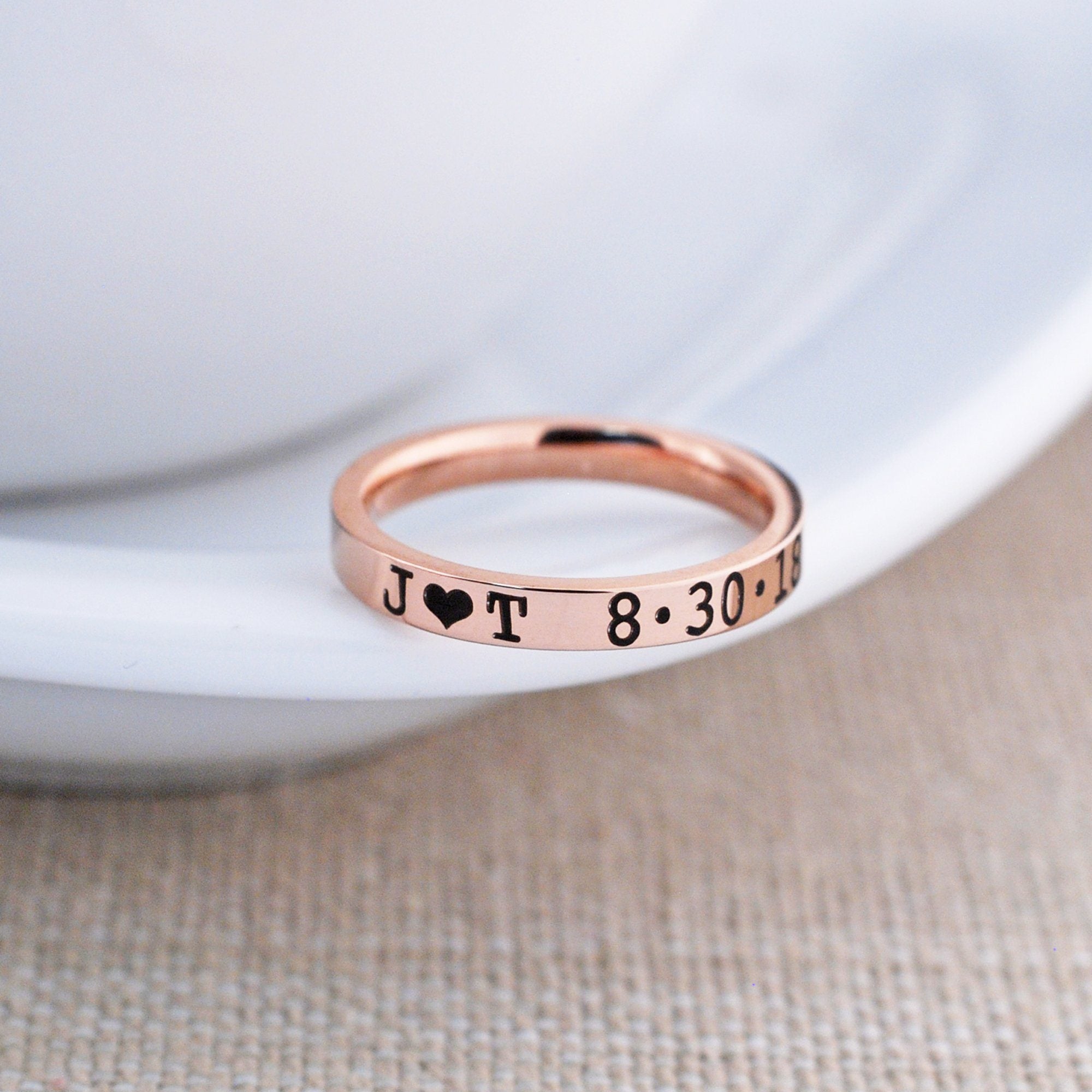 Anniversary Ring - 3mm - with Date and Initials - Love, Georgie