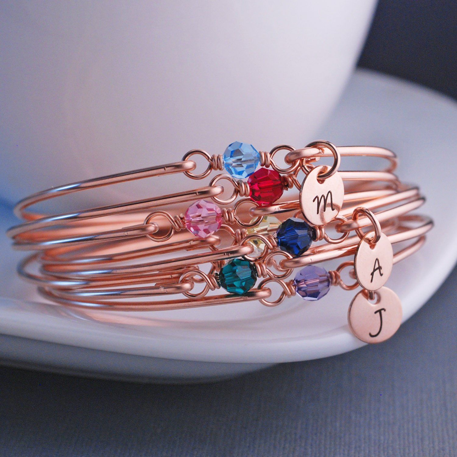 Silver Birthstone Bangle Bracelet – bracelet – Love, Georgie