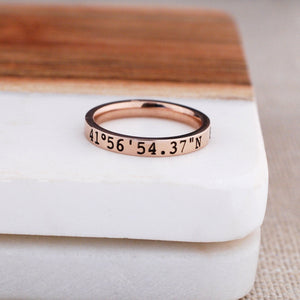 Rose Gold Latitude Longitude Ring - 3mm – Ring – Love, Georgie
