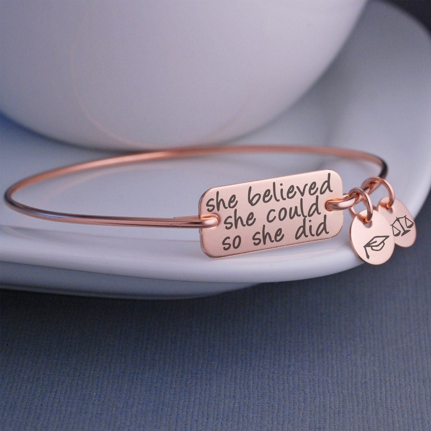 She Believed She Could So She Did Bracelet Engraved Bangle