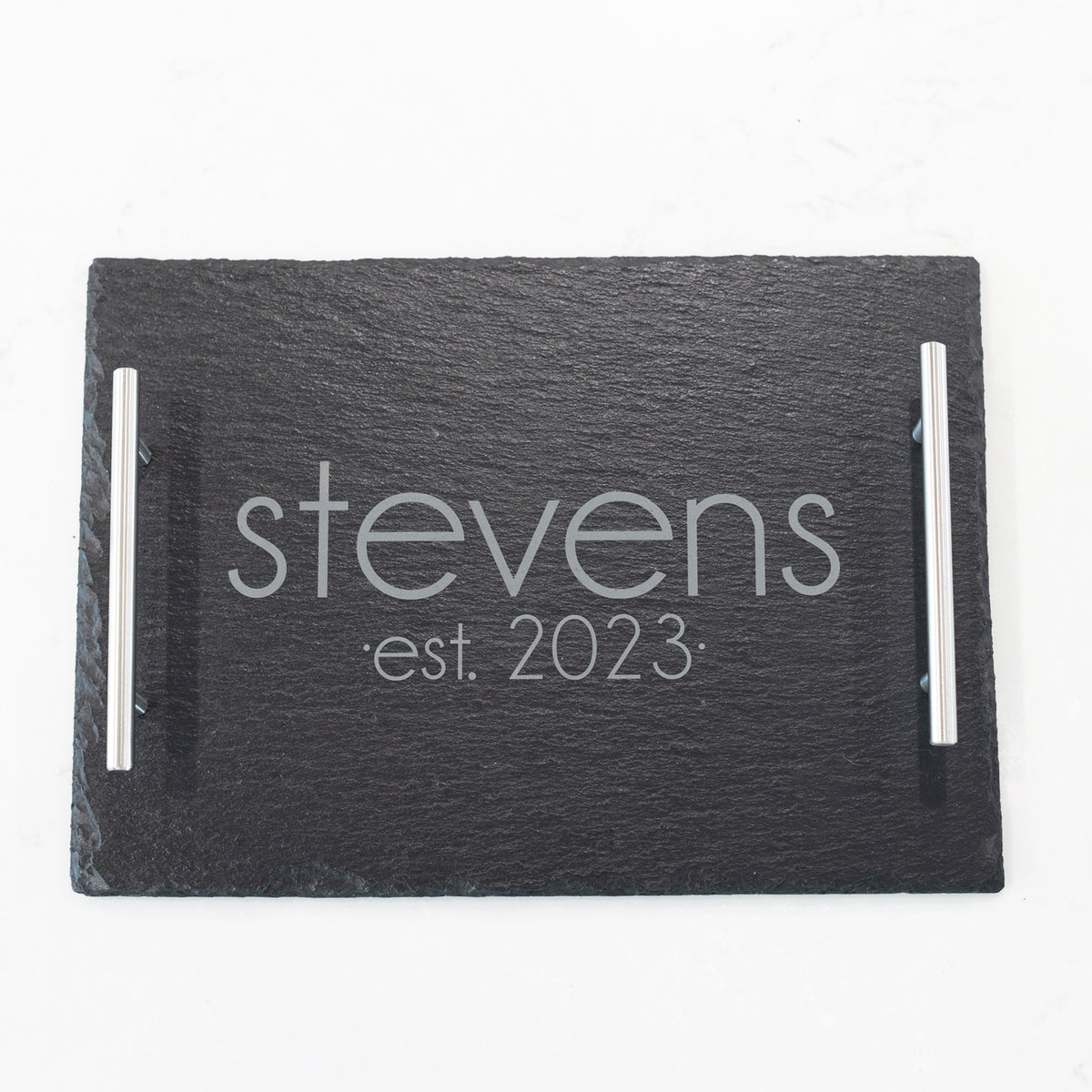 Slate Charcuterie Board and 4 Coaster Set with Name and Date