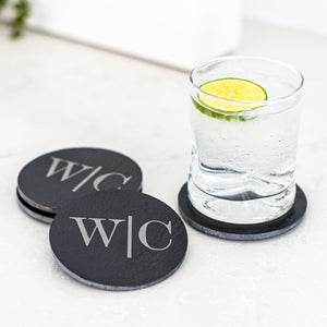 Set of 4 - Slate Coasters with Couple's Initials