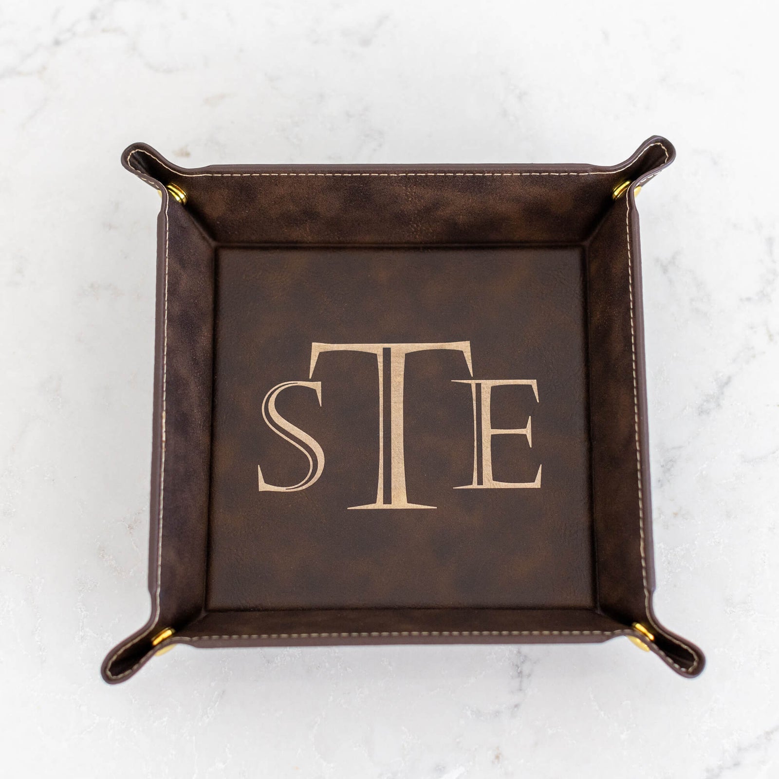 Monogrammed Vegan Leather Valet Tray