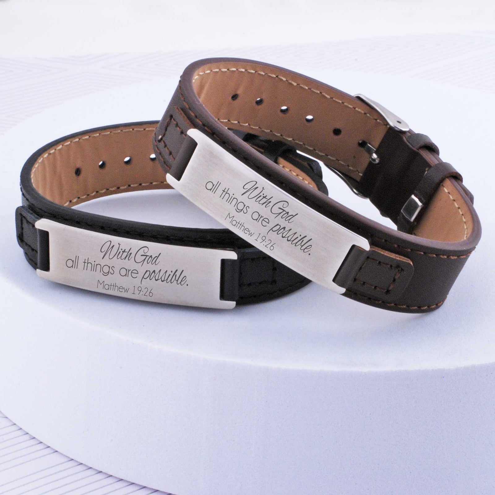 Men's Leather Bracelet - With God All Things Are Possible – Bracelet – Love, Georgie