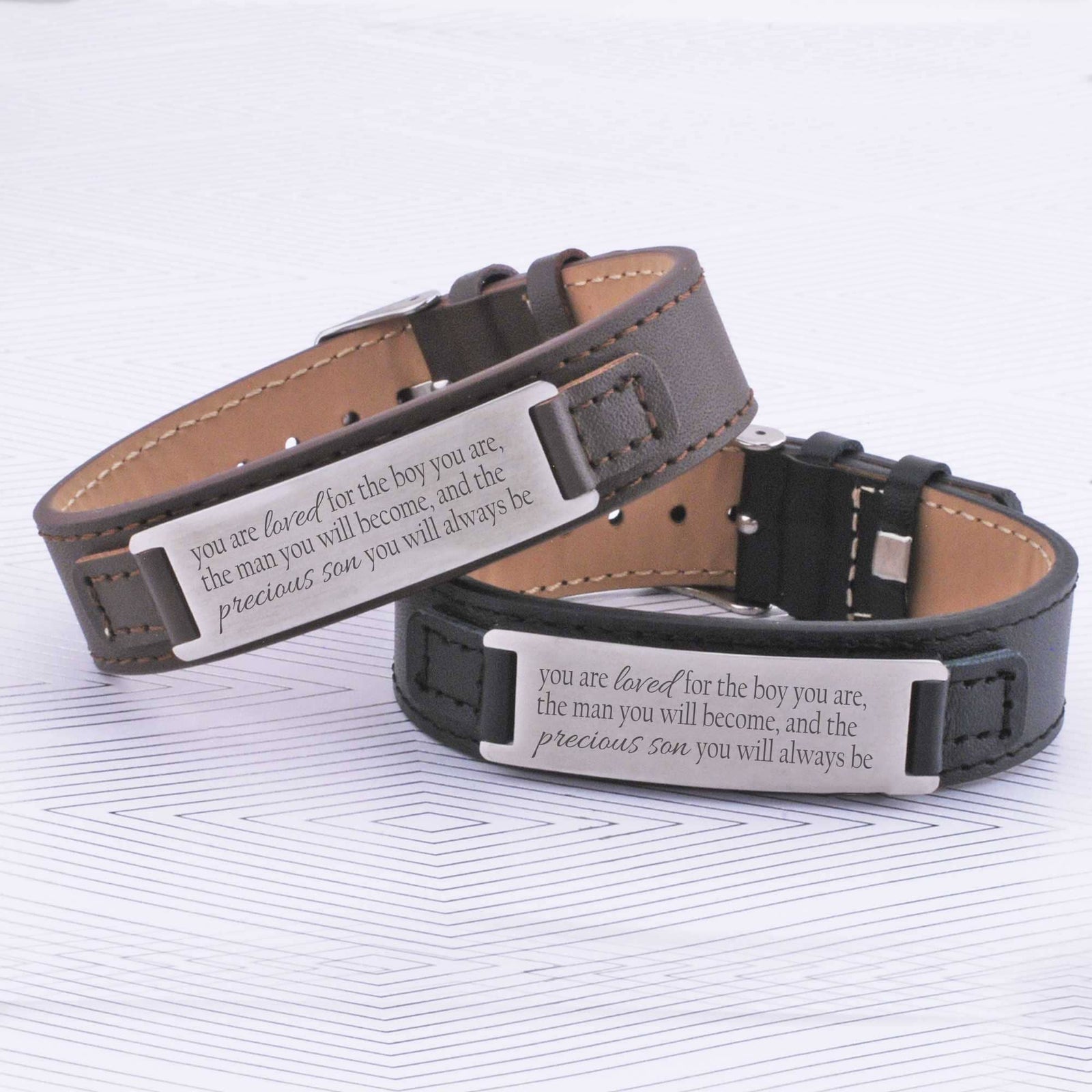 You are loved for the boy leather bracelet all colors