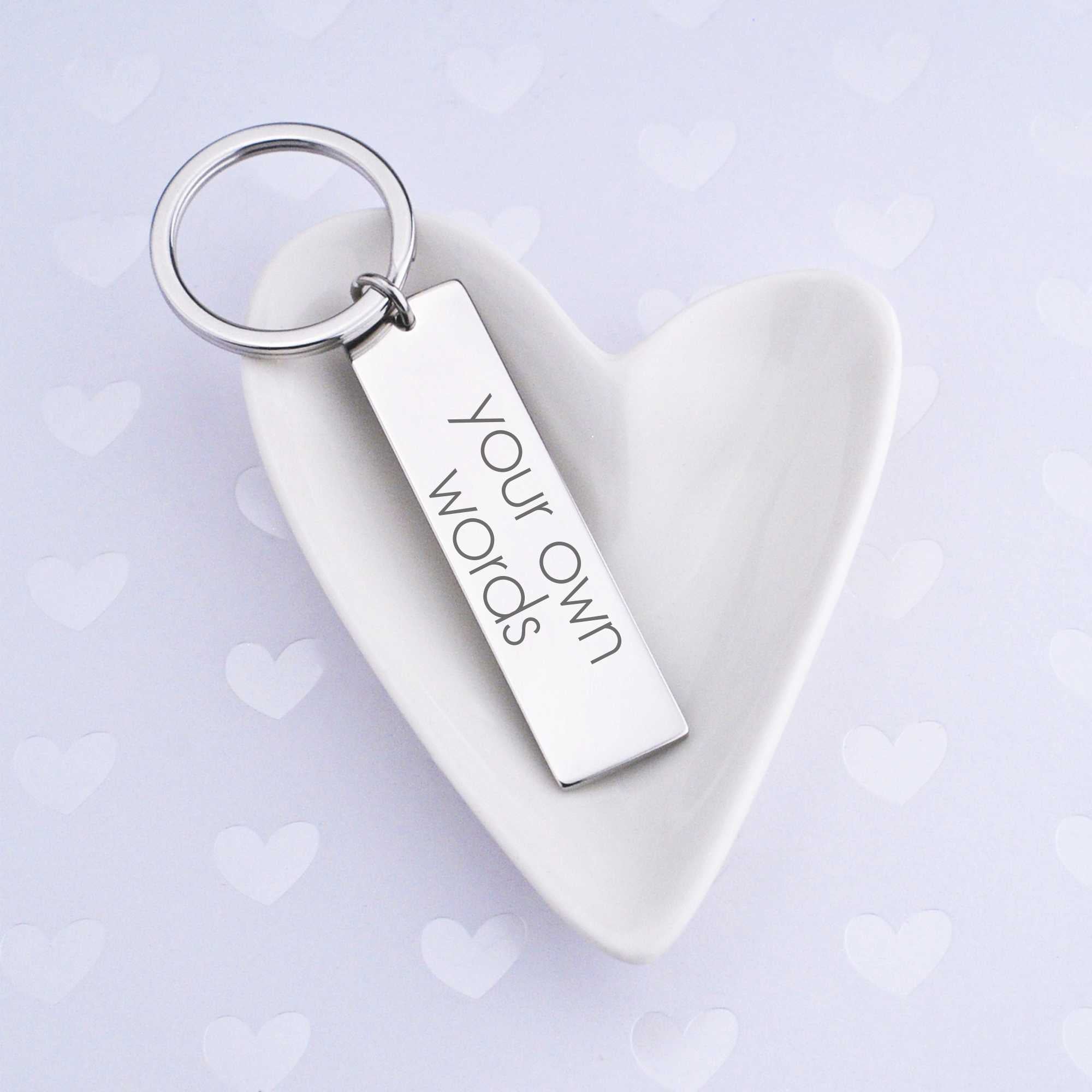 Bar Keychain Engraved with Your Own Words