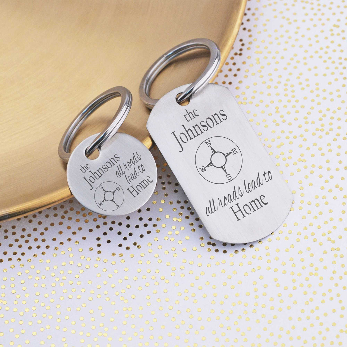 All Roads Lead to Home - Couple&#39;s Keychain Set