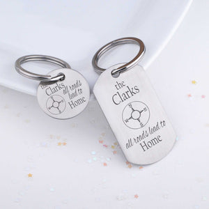 All Roads Lead to Home - Couple's Keychain Set