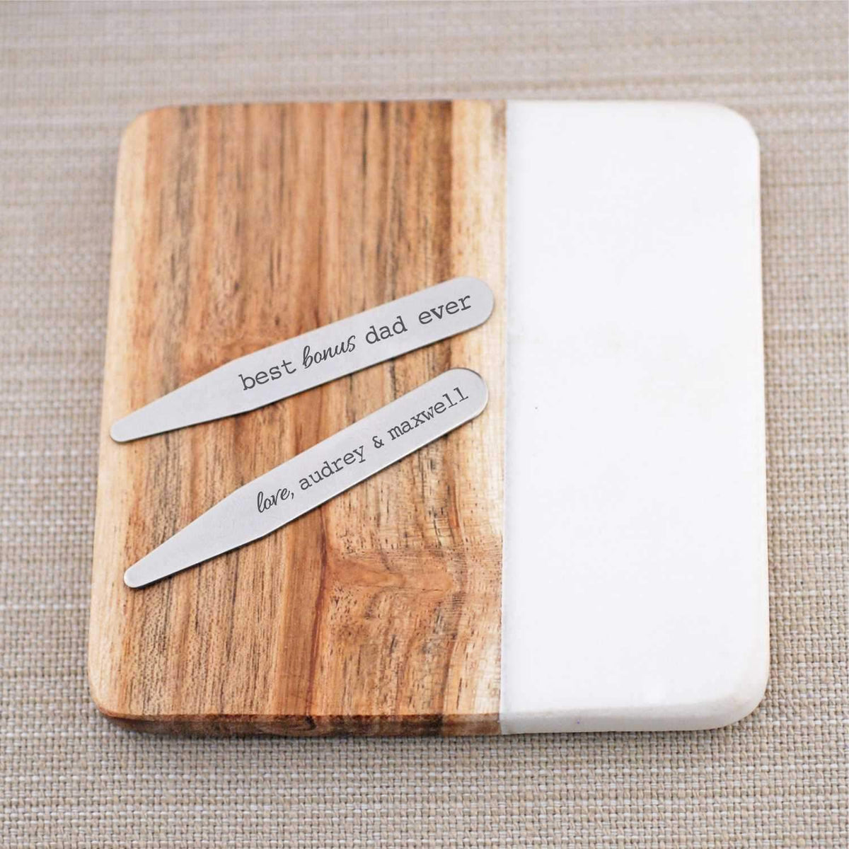 Engraved Collar Stays - Best Bonus Dad Ever – Collar Stays – Love, Georgie