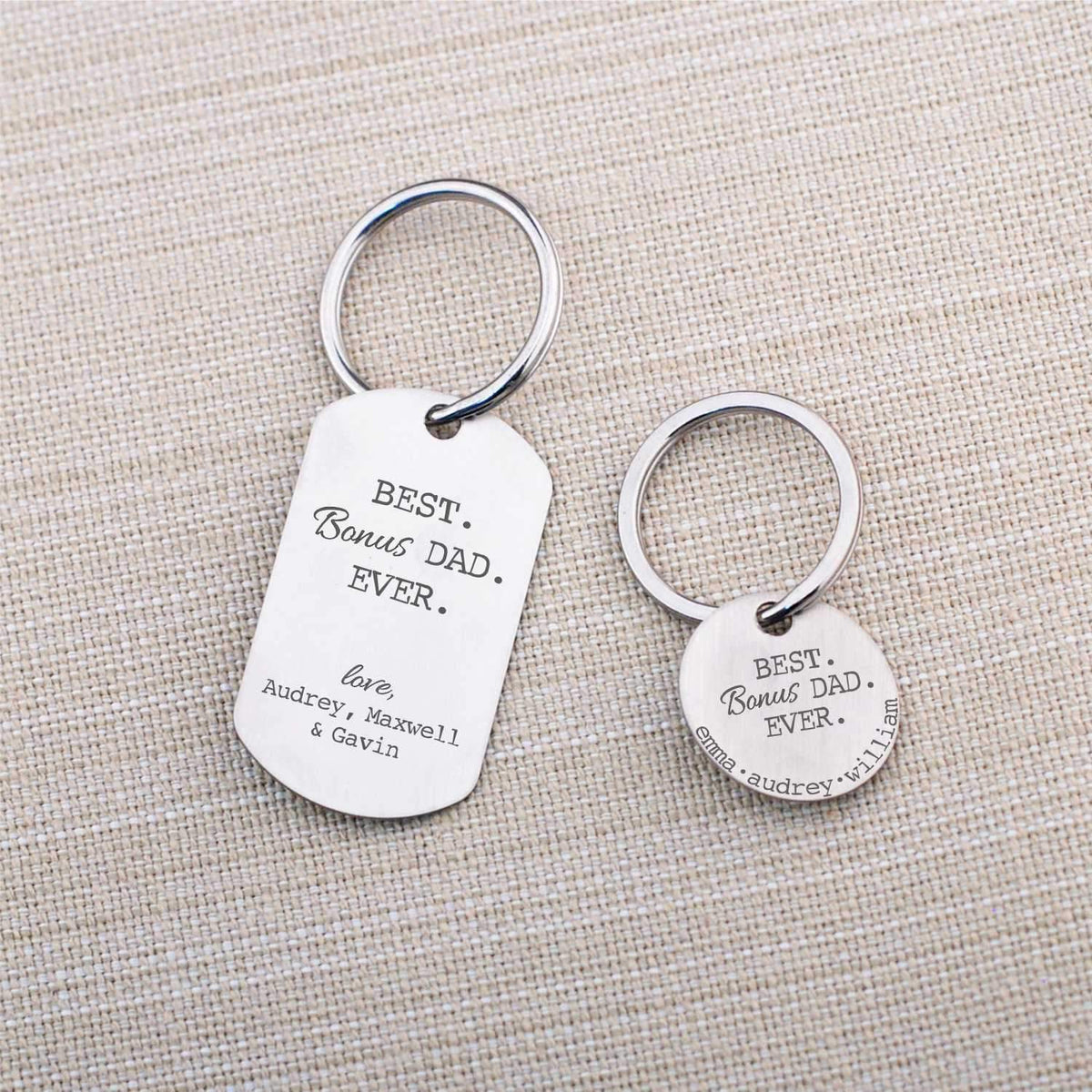 Personalized Best BONUS Dad Ever Keychain – Keychain – Love, Georgie