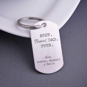 Personalized Best BONUS Dad Ever Keychain – Keychain – Love, Georgie