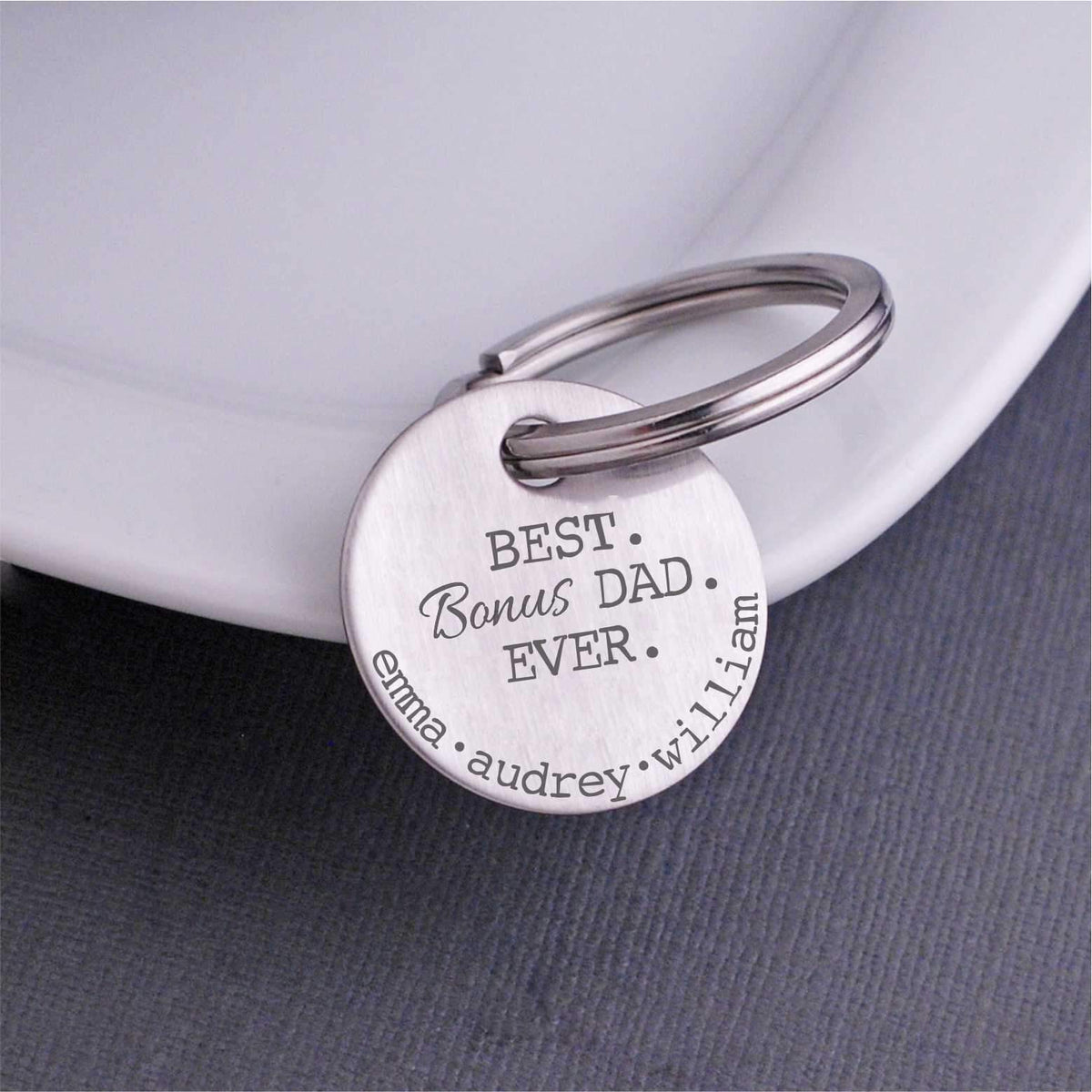 Personalized Best BONUS Dad Ever Keychain – Keychain – Love, Georgie