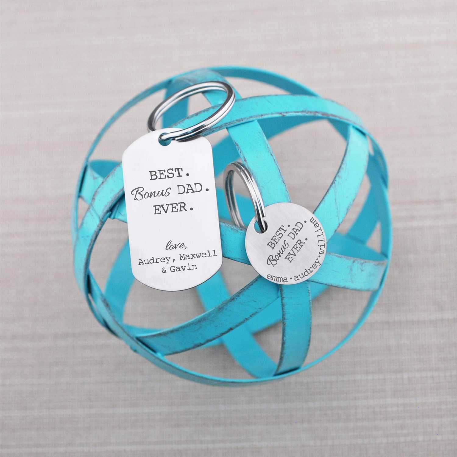 Personalized Best BONUS Dad Ever Keychain – Keychain – Love, Georgie