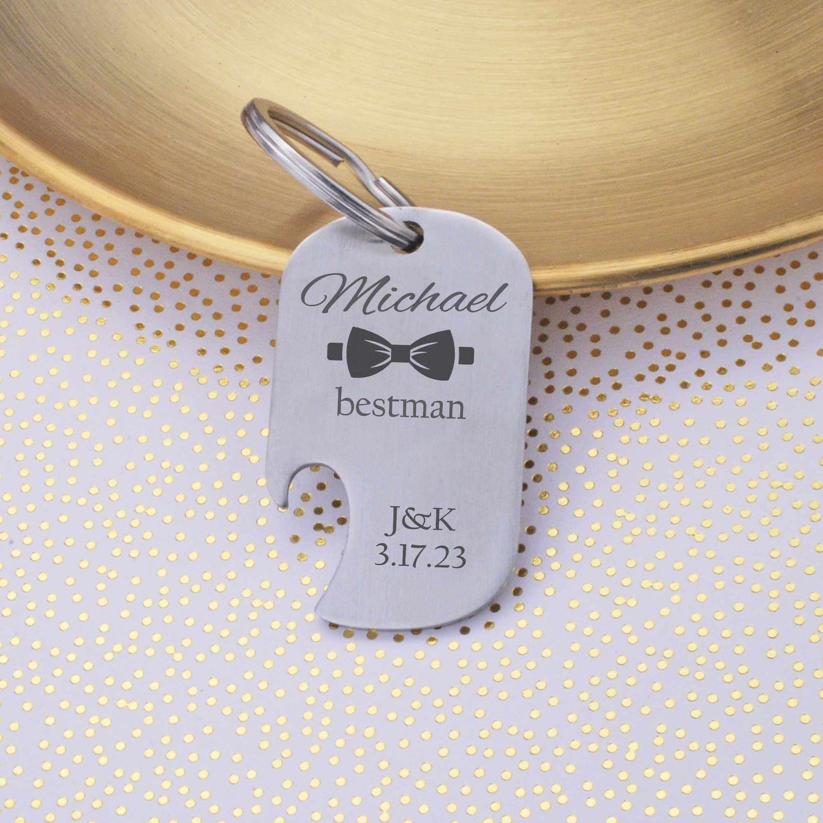 Groomsman's Bowtie Bottle Opener Keychain