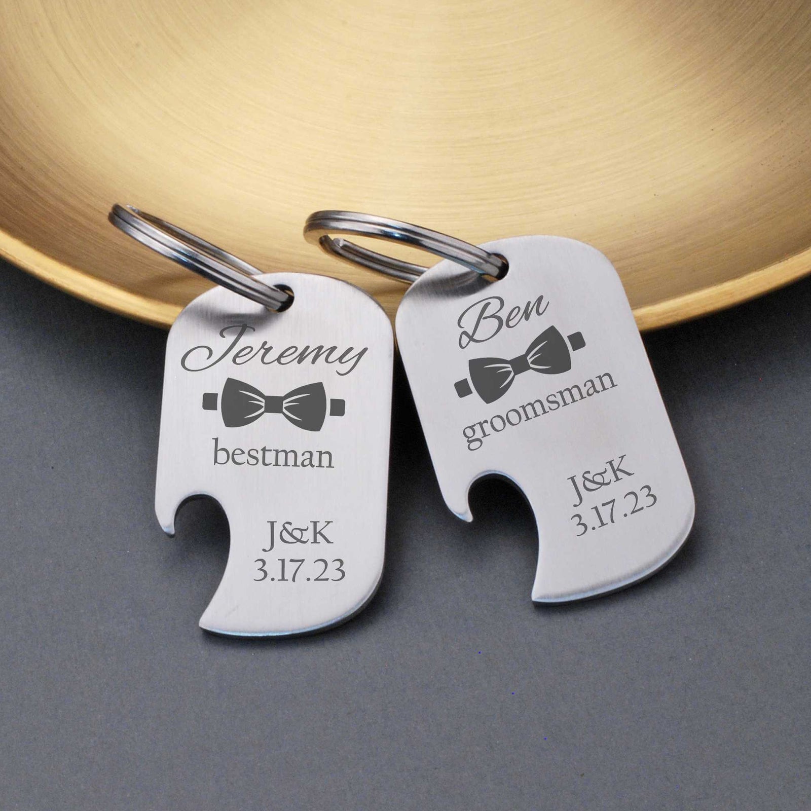 Groomsman's Bowtie Bottle Opener Keychain