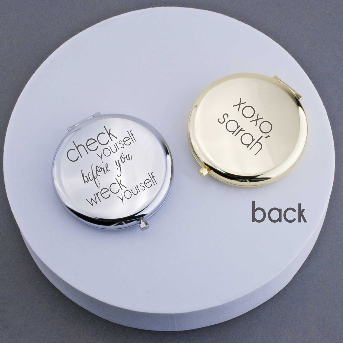 Check Yourself Before You Wreck Yourself' - Pocket Mirror – Pocket Mirror – Love, Georgie