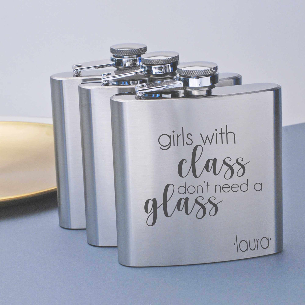 Girls with Class - Engraved Flask