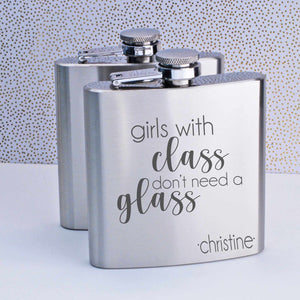 Girls with Class - Engraved Flask