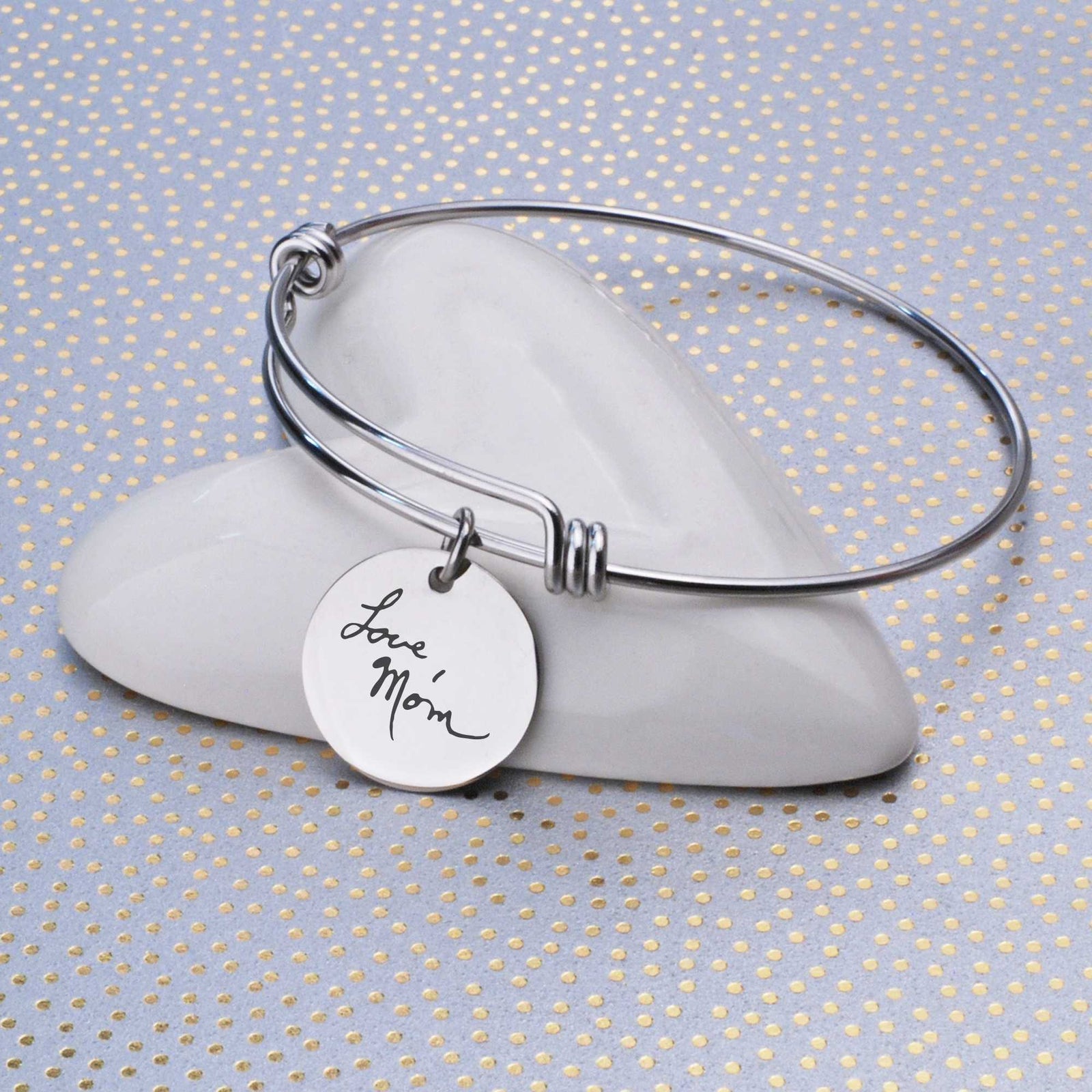 Adjustable Bangle Bracelet Engraved with Your Handwriting