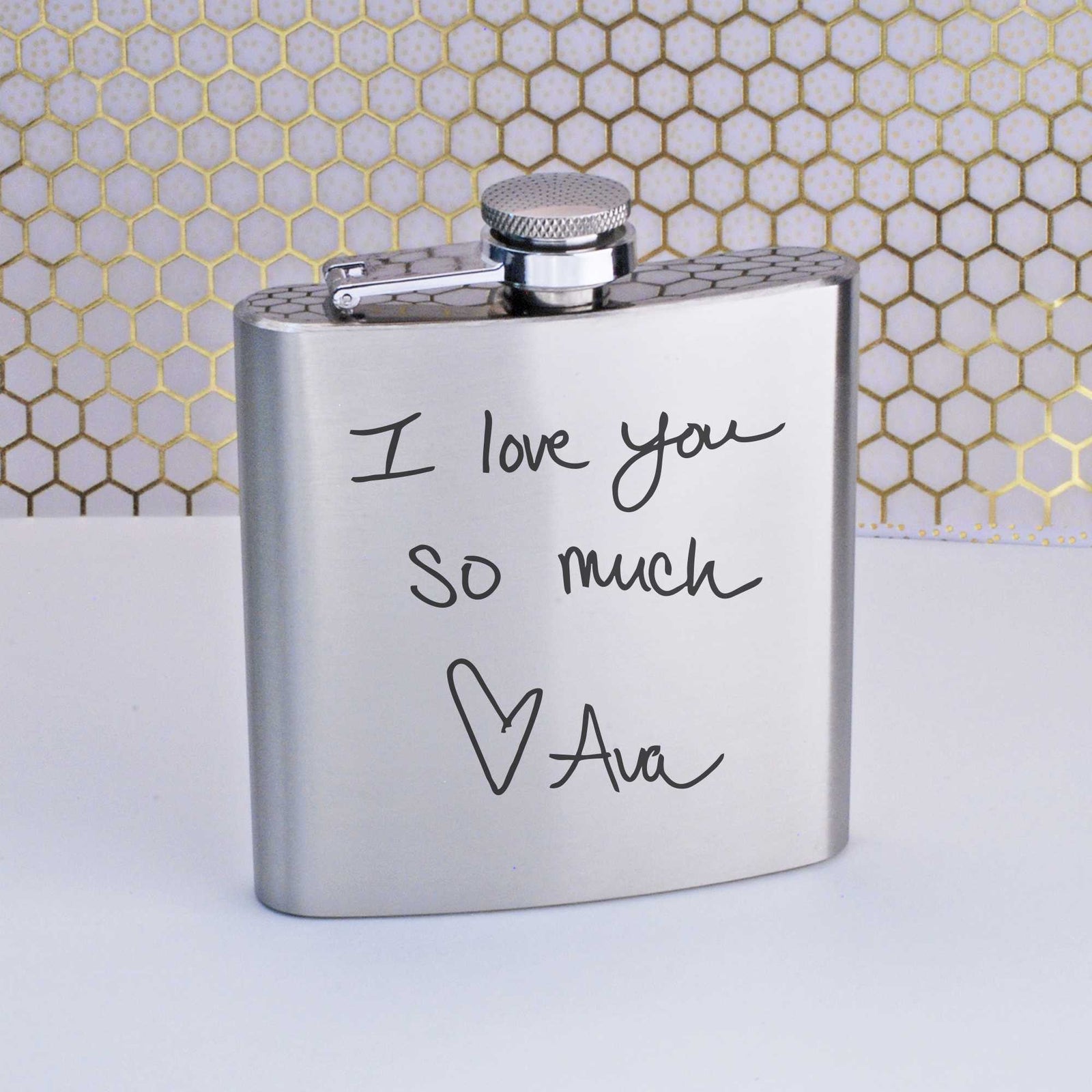 Flask Engraved with Your Handwriting
