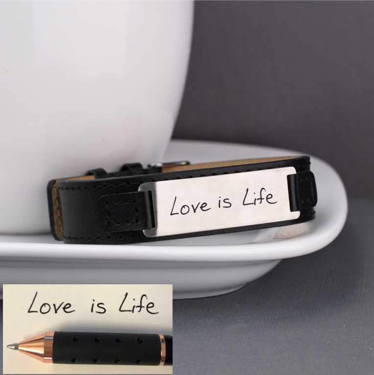 Leather Bracelet - Engraved Handwriting – bracelet – Love, Georgie