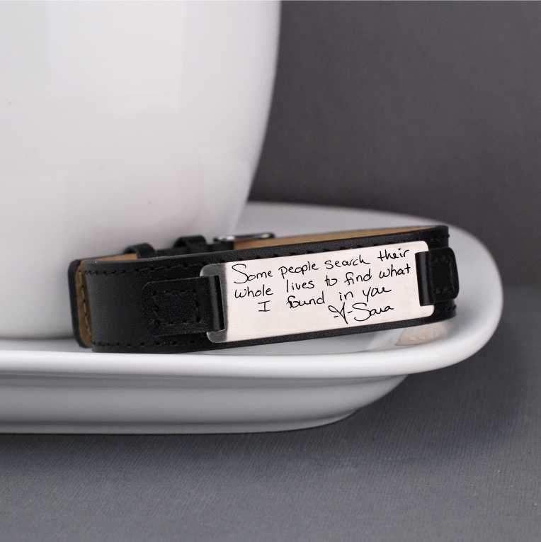 Leather Bracelet - Engraved Handwriting – bracelet – Love, Georgie