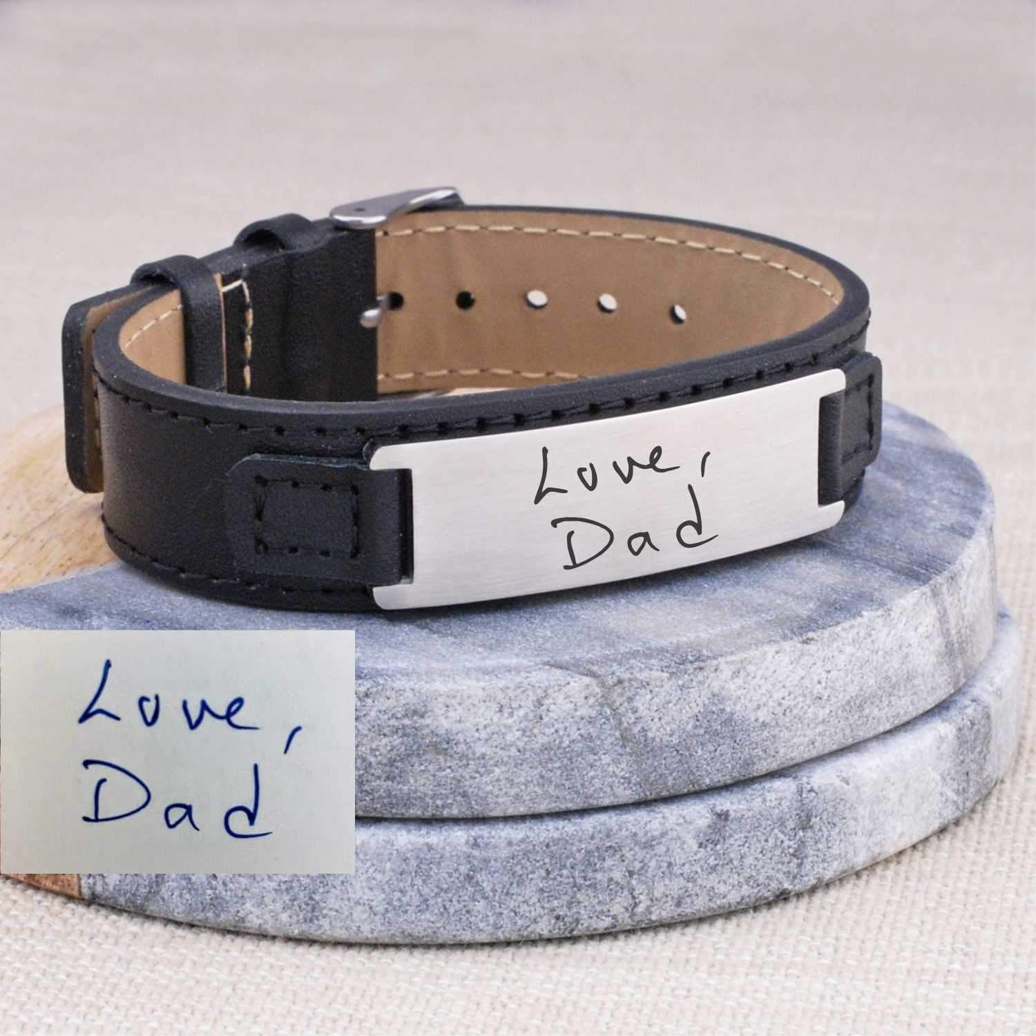 Leather Bracelet - Engraved Handwriting – bracelet – Love, Georgie