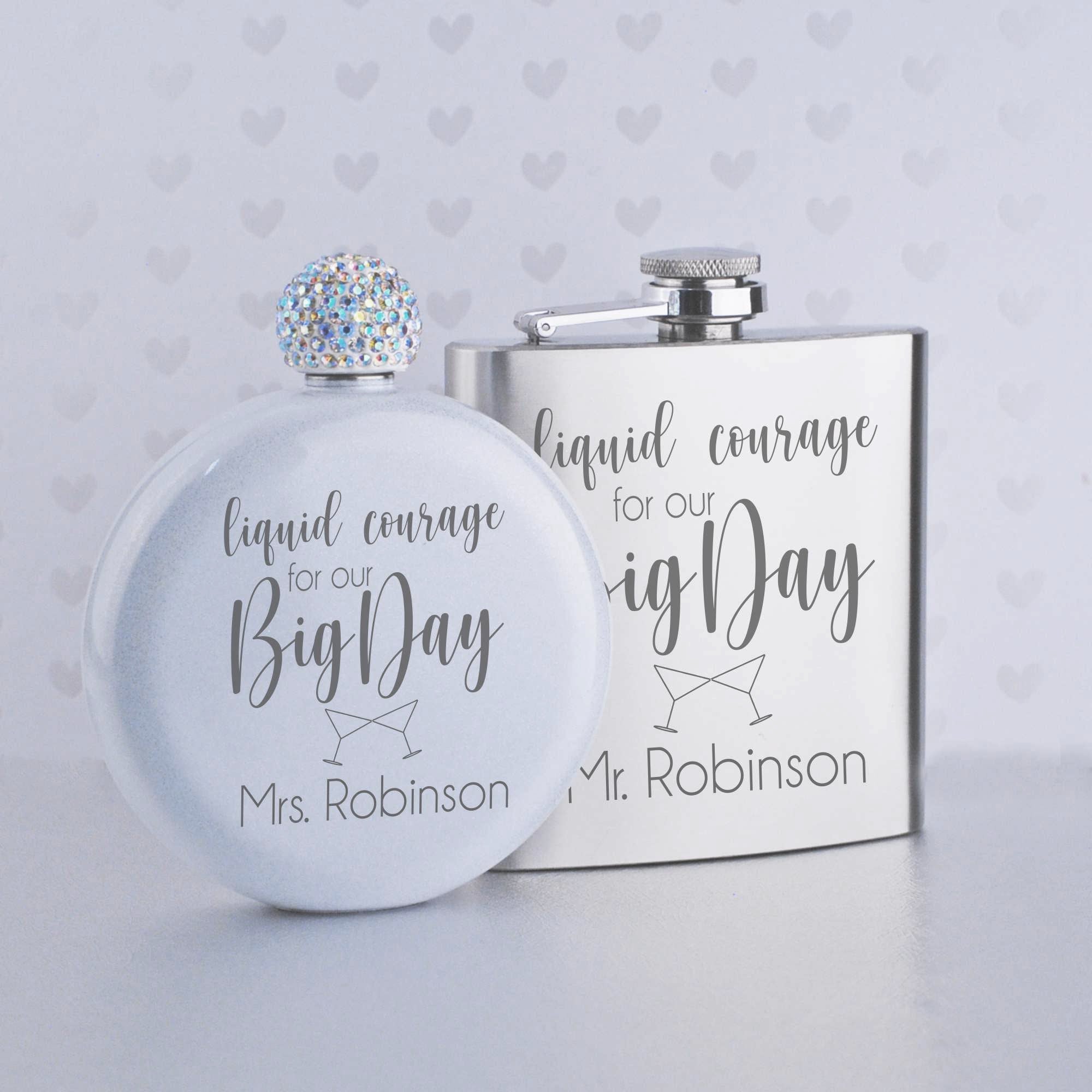 Liquid Courage - Wedding Couple Flask Set