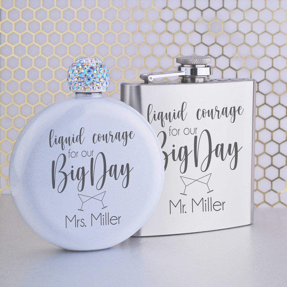 Liquid Courage - Wedding Couple Flask Set
