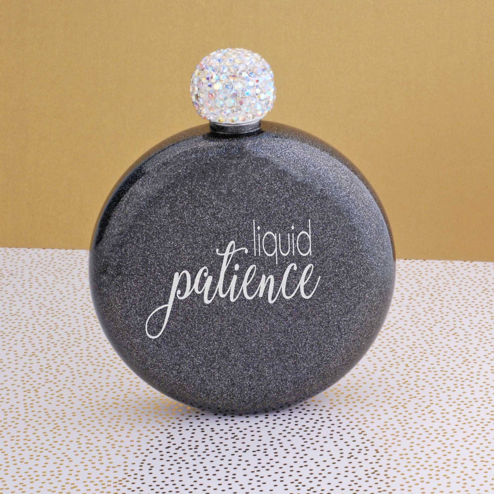 Liquid Patience' - Round Glitter Flask – Flask – Love, Georgie