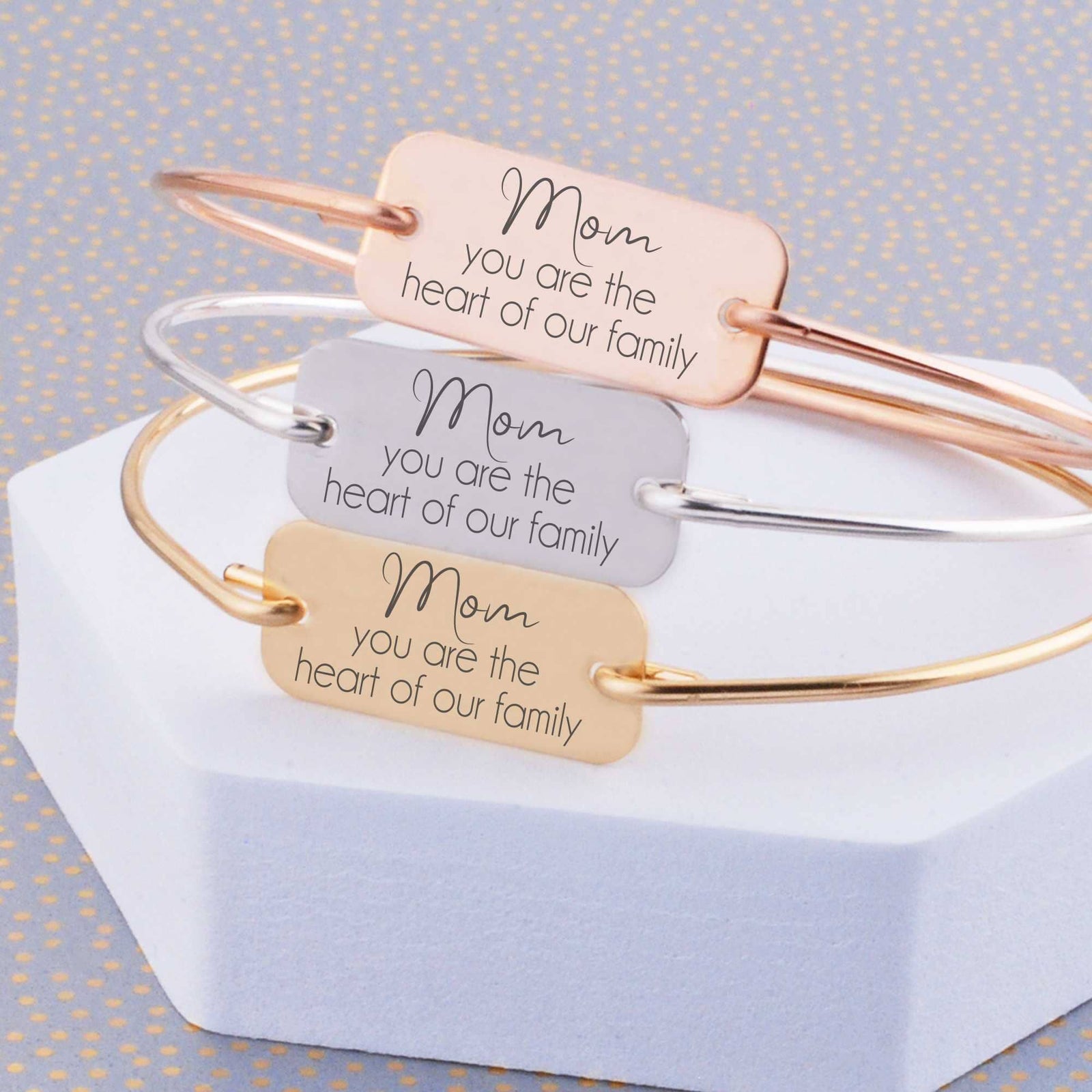Bangle Bracelet for Mom - 'The Heart of our Family' – Bracelet – Love, Georgie