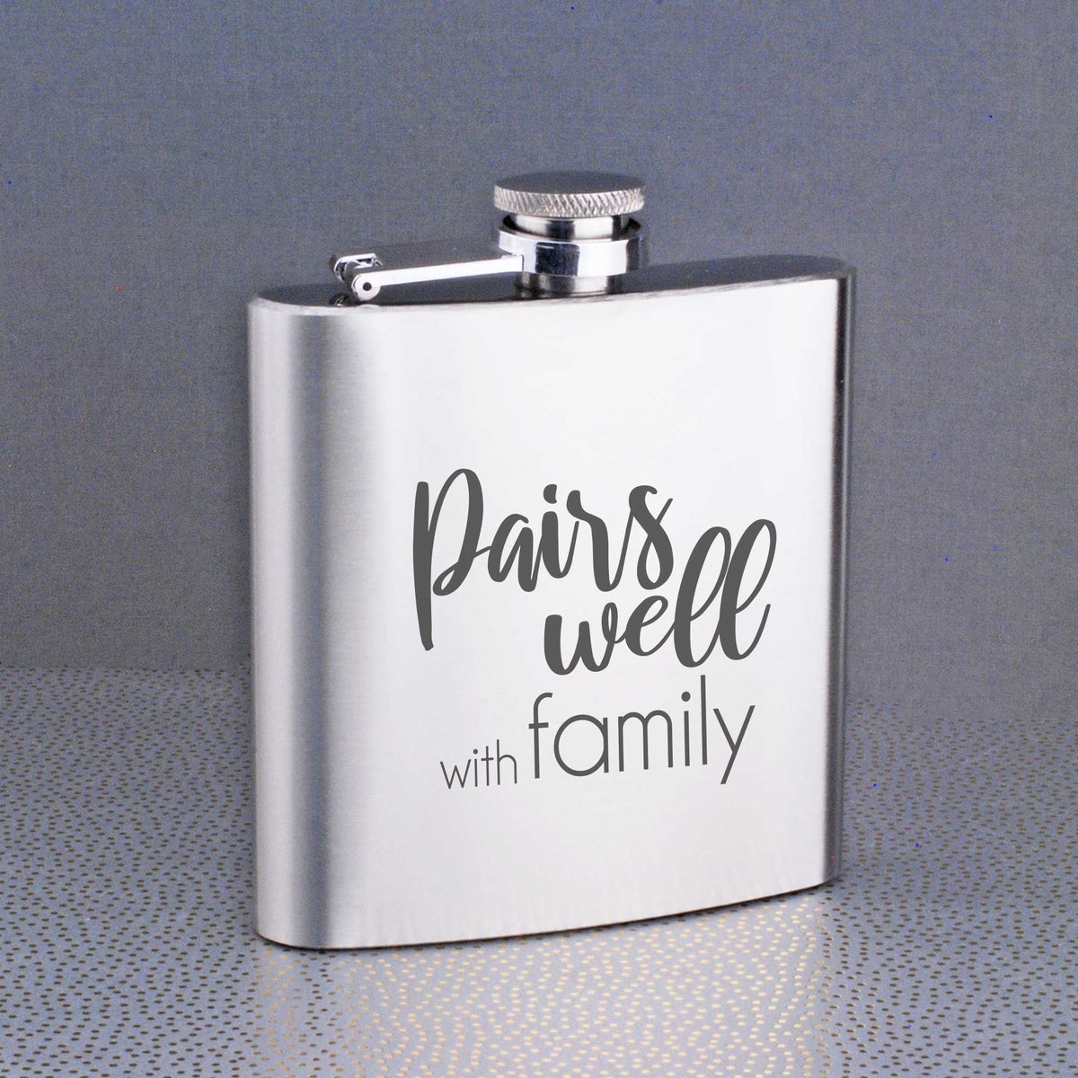 Steel Flask - &#39;Pairs Well with Family&#39; – Flask – Love, Georgie