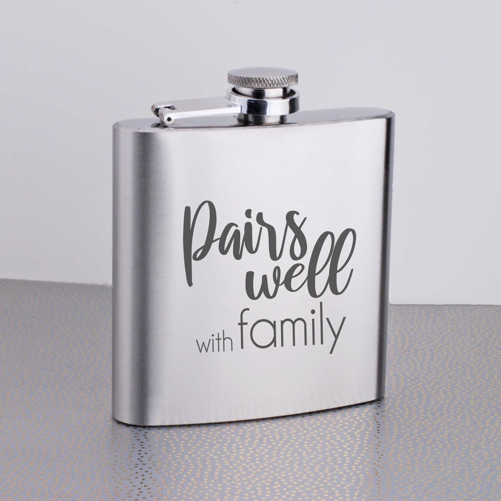 Steel Flask - 'Pairs Well with Family' – Flask – Love, Georgie