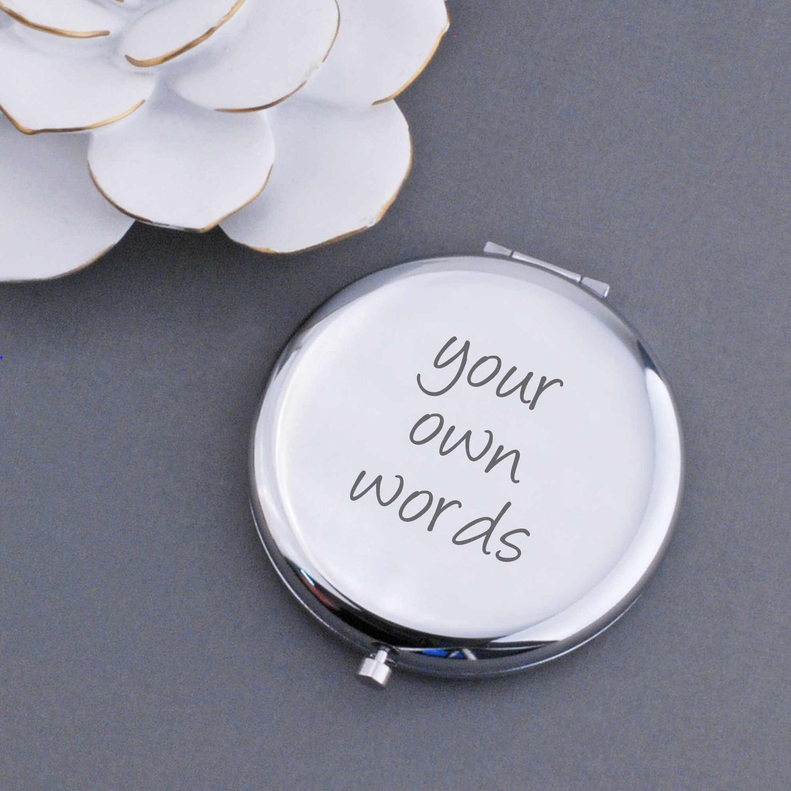 Compact Mirror Engraved with Your Own Words